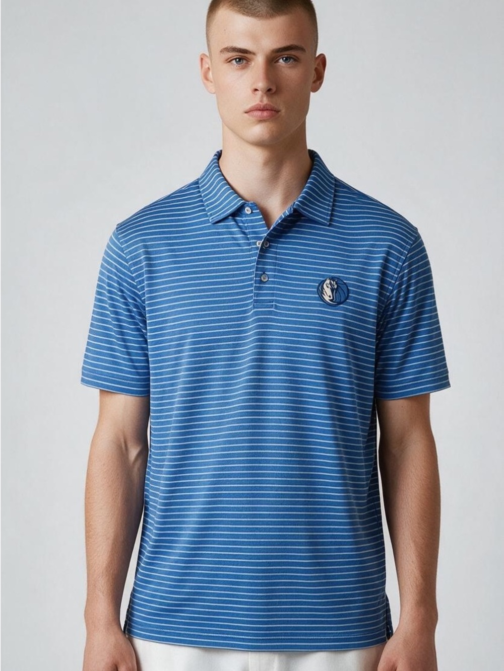 Men's Peter Millar Dallas MavsBlue Striped Golf Polo Shirt - Classic Performance